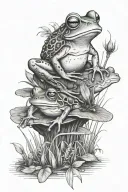 Frog and bugs at a swamp fairies tattoo design idea