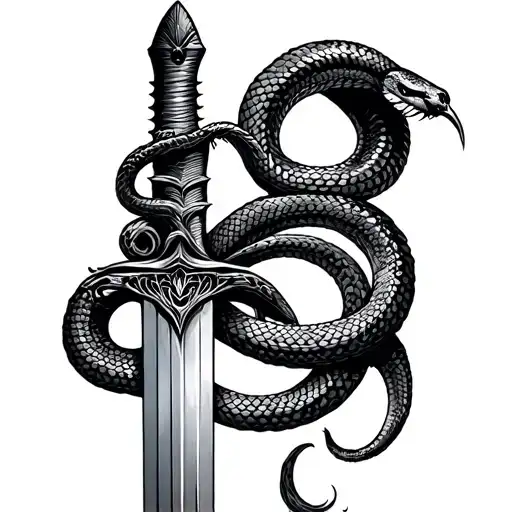 sword with snake wrapped tattoo design idea