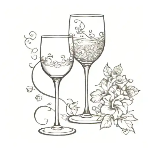 small champagne glass tattoo baroque victorian gothic style tattoo design idea