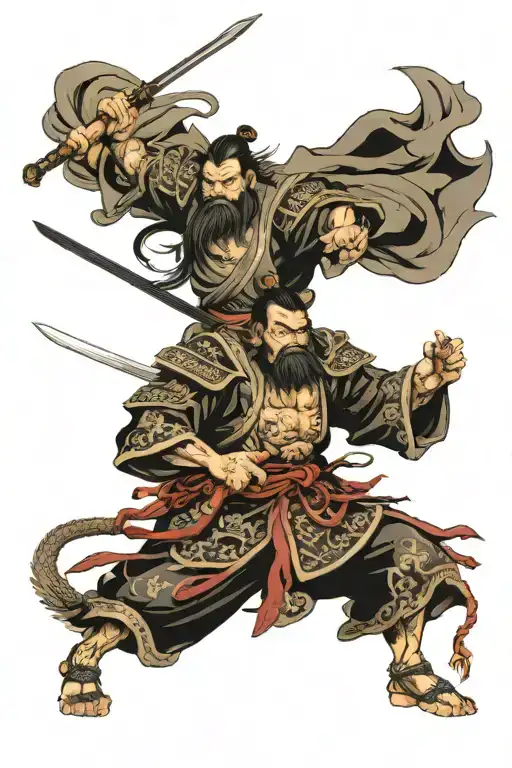 sun wu kong chinese warrior tattoo design idea
