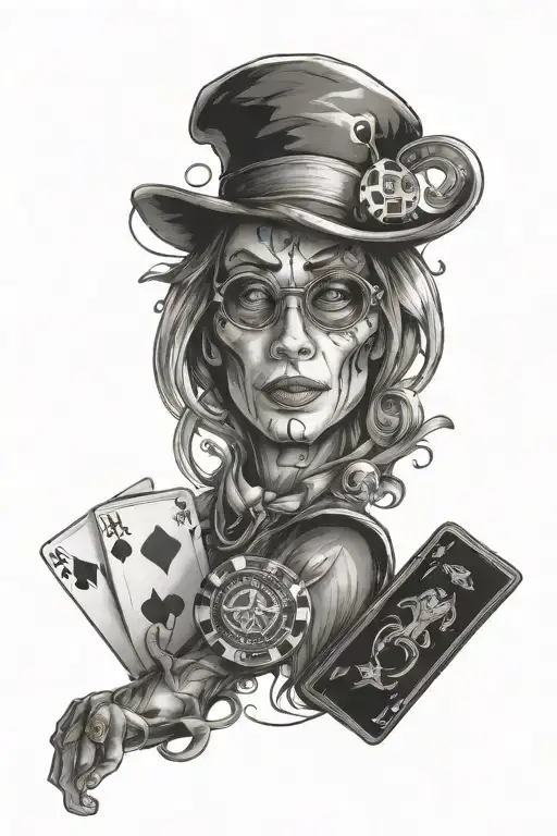 Gambling your life with playing tattoo design idea