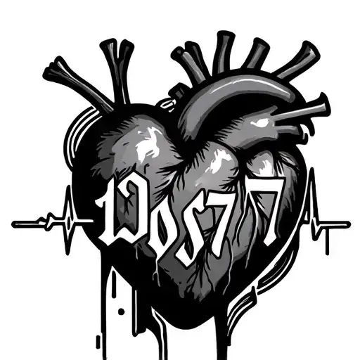 heart beat 1997 in old English font tattoo design idea