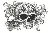 skull tramp stamp tattoo with flames coming out of the sides  tattoo design idea