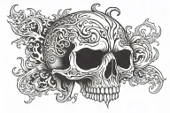 skull tramp stamp tattoo with flames coming out of the sides  tattoo design idea