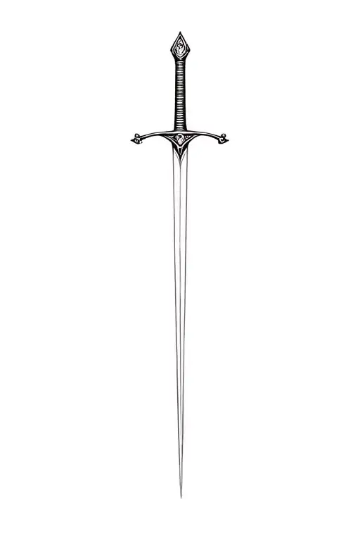 thin sword tattoo design idea