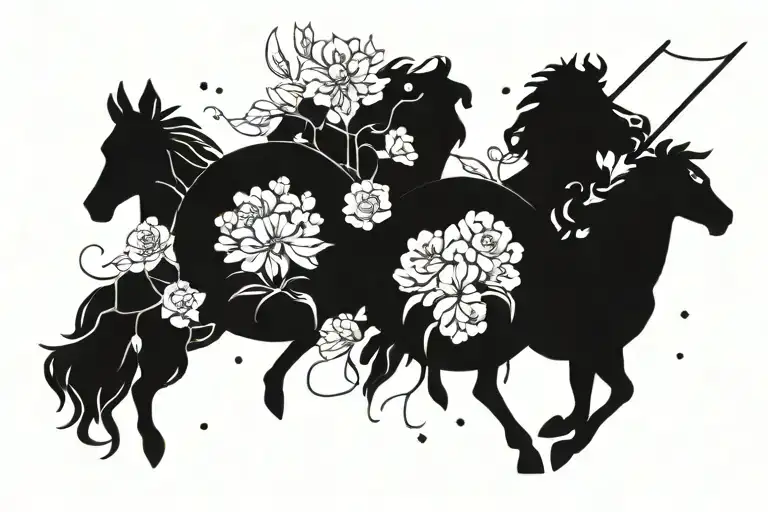 Gemini Sagittarius zodiac sign constellations with date and flowers lavender and carnations tattoo design idea