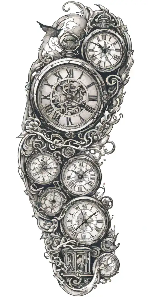 time and travel tattoo design idea