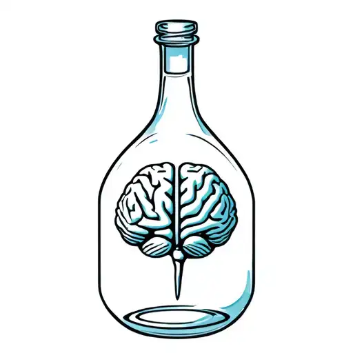 Brain in bottle tattoo design idea