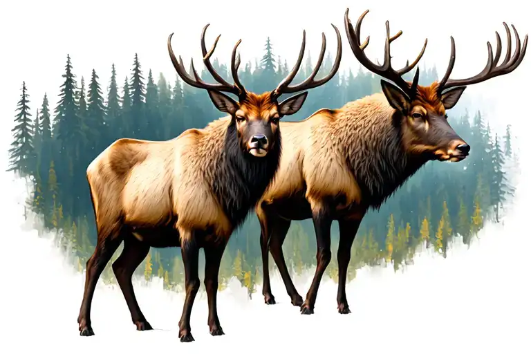 two headed elk full body tattoo design idea