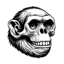 Monkey skull japanese ancient style tattoo design idea