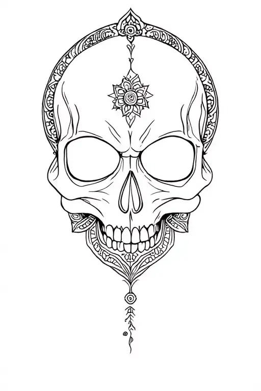 mandala skull surrounded tattoo design idea