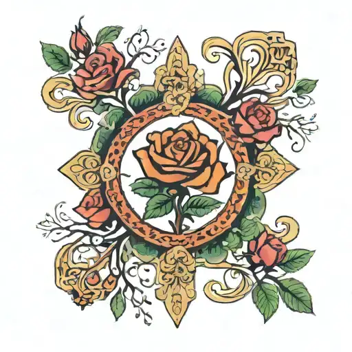 mexican tree of life down into a cross made from its roots into three roses   tattoo design idea