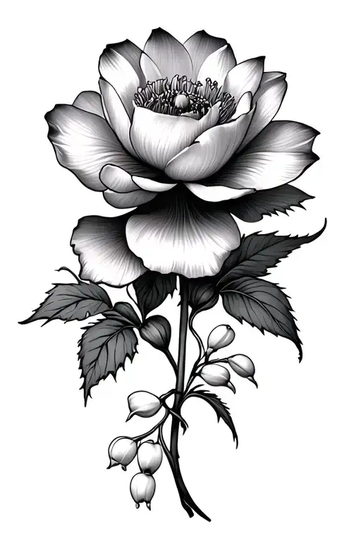 rose lotus Lily of the valley poppy daffodil  tattoo design idea