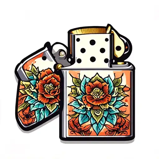 traditional zippo lighter tattoo design idea