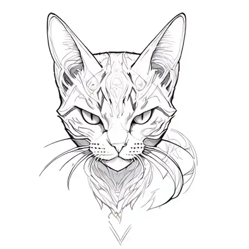 an asymmetrical demonic Cat's Cant Contour tattoo design idea