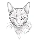 an asymmetrical demonic Cat's Cant Contour tattoo design idea