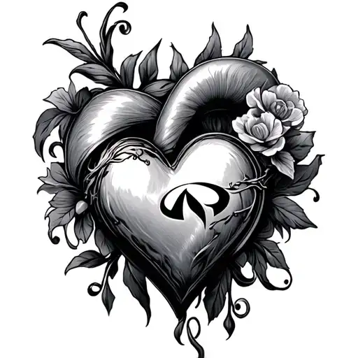 Infiniti heart with initials tattoo design idea