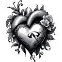 Infiniti heart with initials tattoo design idea
