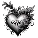 Infiniti heart with initials tattoo design idea