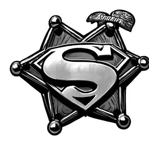 sheriff's badge and Superman logo tattoo design idea