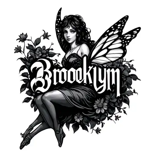 "Brooklyn " fairy flying tattoo design idea