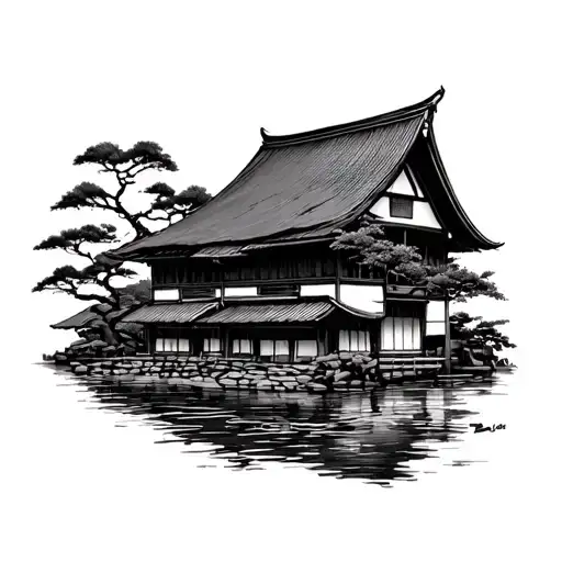 Japanese Village tattoo design idea