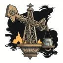 cross pumpjack tattoo design idea