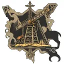 cross pumpjack tattoo design idea