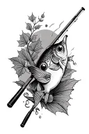 Fall fishing rod tattoo design idea