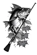 Fall fishing rod tattoo design idea
