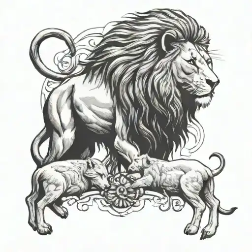Lion And Lamb tattoo design idea