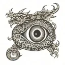 dragon serpent eye tattoo design idea