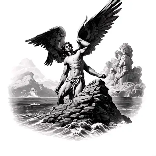 Allegory Of The Cave, myth of sysiphus, myth of icarus tattoo design idea