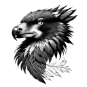 wolf and eagle feathers  tattoo design idea