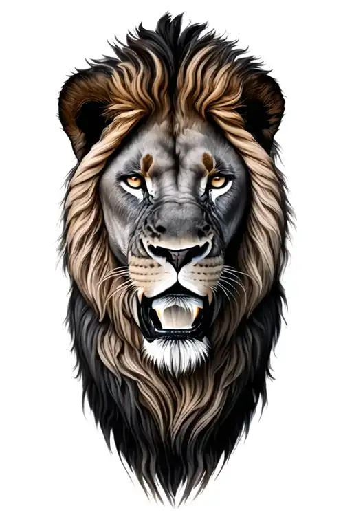 grey right arm African savanna with lion head tattoo design idea