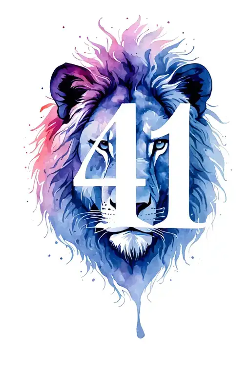 number 41 with female lion face tattoo design idea