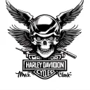 harley davidson motorcycle logo combined with mrs. clark tattoo design idea