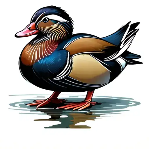 Mandarin duck sitting tattoo design idea