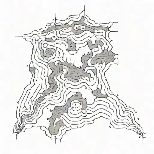 topographic heightlines fantasy map tattoo design idea