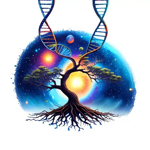 Space DNA as a tree of life tattoo design idea