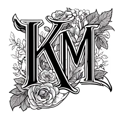 couple tattoo letter contains KM tattoo design idea
