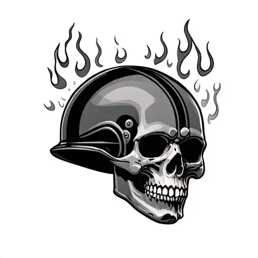 pinstripe flames helmet  old school spintcar skull tattoo design idea