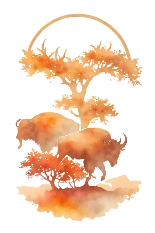 tree of life buffalo meat hook tattoo design idea