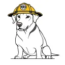 A minimalist silhouette of a labrador retriever with a firefighter helmet, representing your dedication to both your job and your favorite pet tattoo design idea