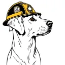 A minimalist silhouette of a labrador retriever with a firefighter helmet, representing your dedication to both your job and your favorite pet tattoo design idea
