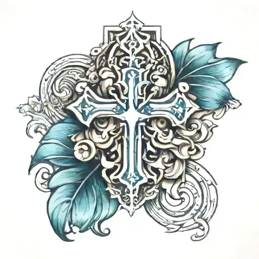 make a forearm tattoo that says: ubi concordia, ibi victoria. with a cross under it tattoo design idea