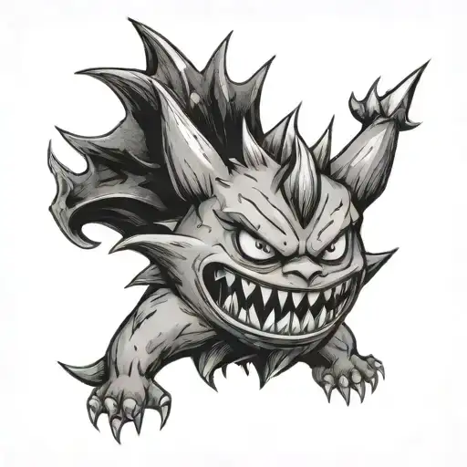 gengar with crown tattoo design idea