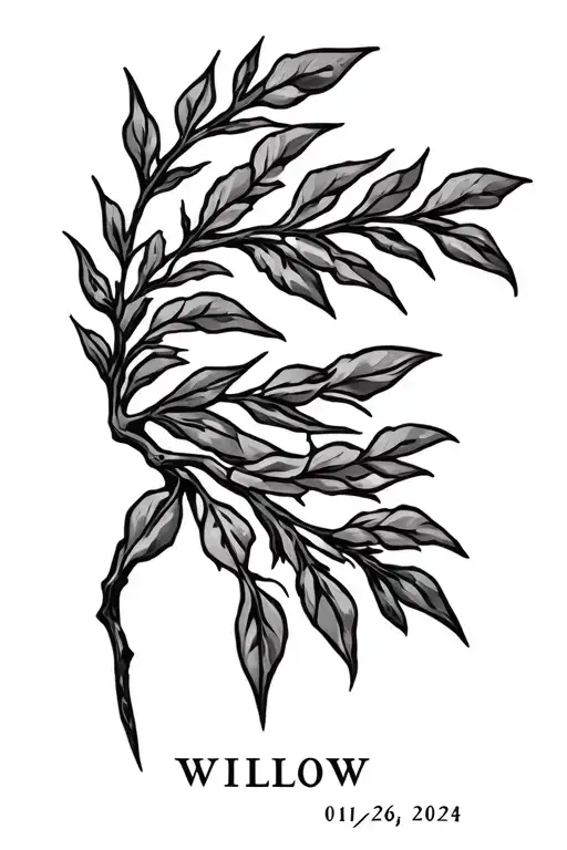 "willow 01/26/2024" willow branch wrapped tattoo design idea