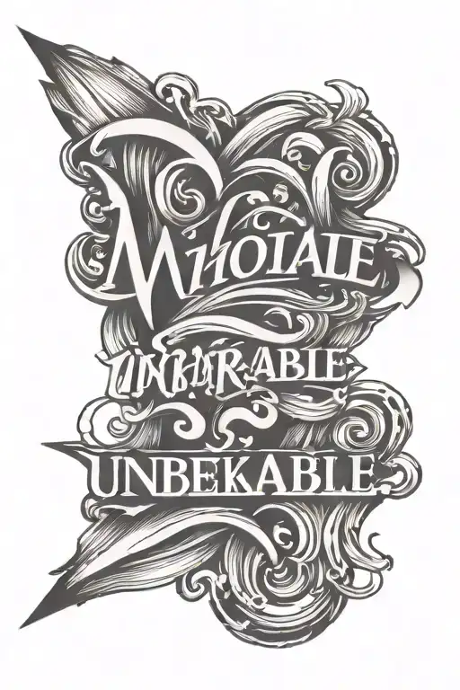 unbreakable word written with avicii logo incorporated tattoo design idea