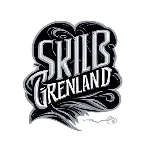 greenland name written with lines tattoo design idea